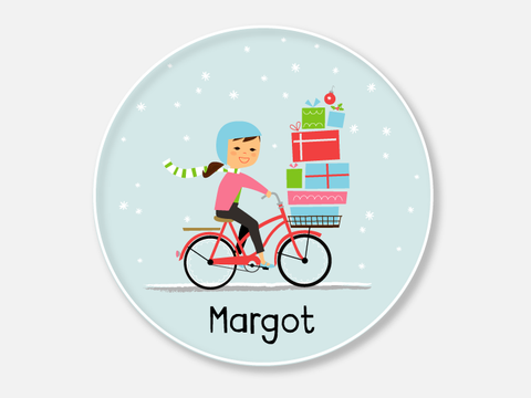 holiday plate :: bicycle girl