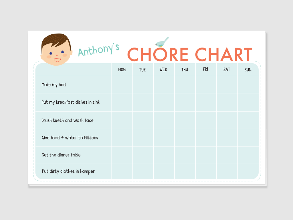 chore chart notepad boy