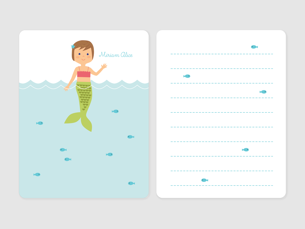 mermaid note cards
