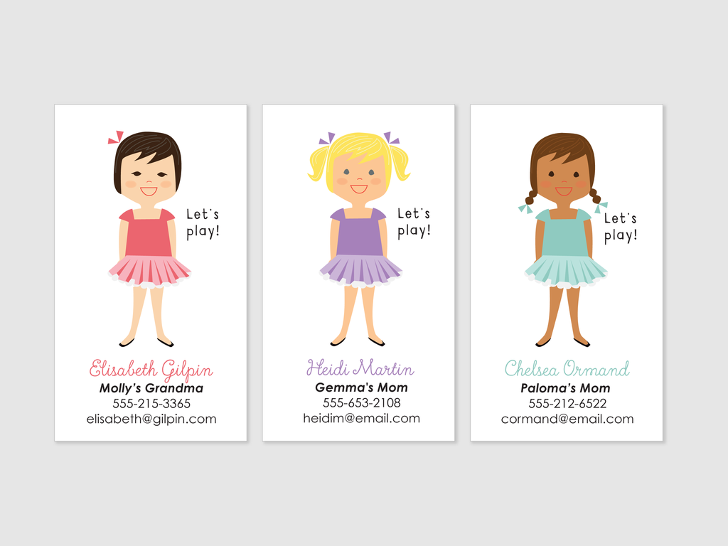play date cards - girl