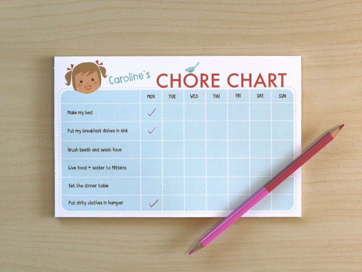 chore chart notepad girl